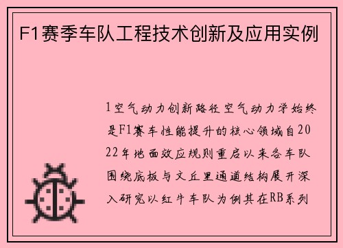 F1赛季车队工程技术创新及应用实例